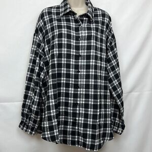 Hotouch black and withe plaid flannel shirt size L NWT